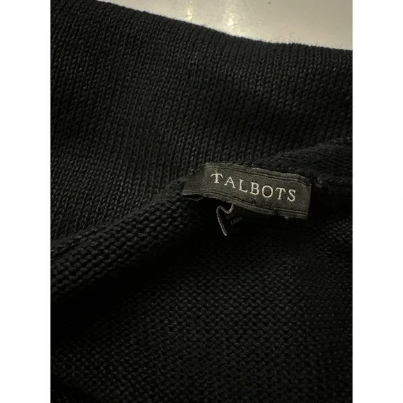 Talbots Black Pullover Sweater 3/4 Sleeve Size M Boatneck Loose Weave - Picture 5 of 5